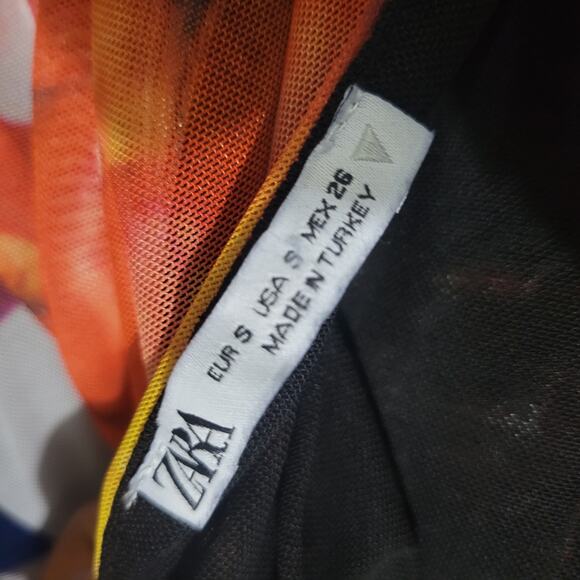 Zara Fruit Market Dress Black Multi Photorealistic Print Slip Midi Column Small - Picture 7 of 14